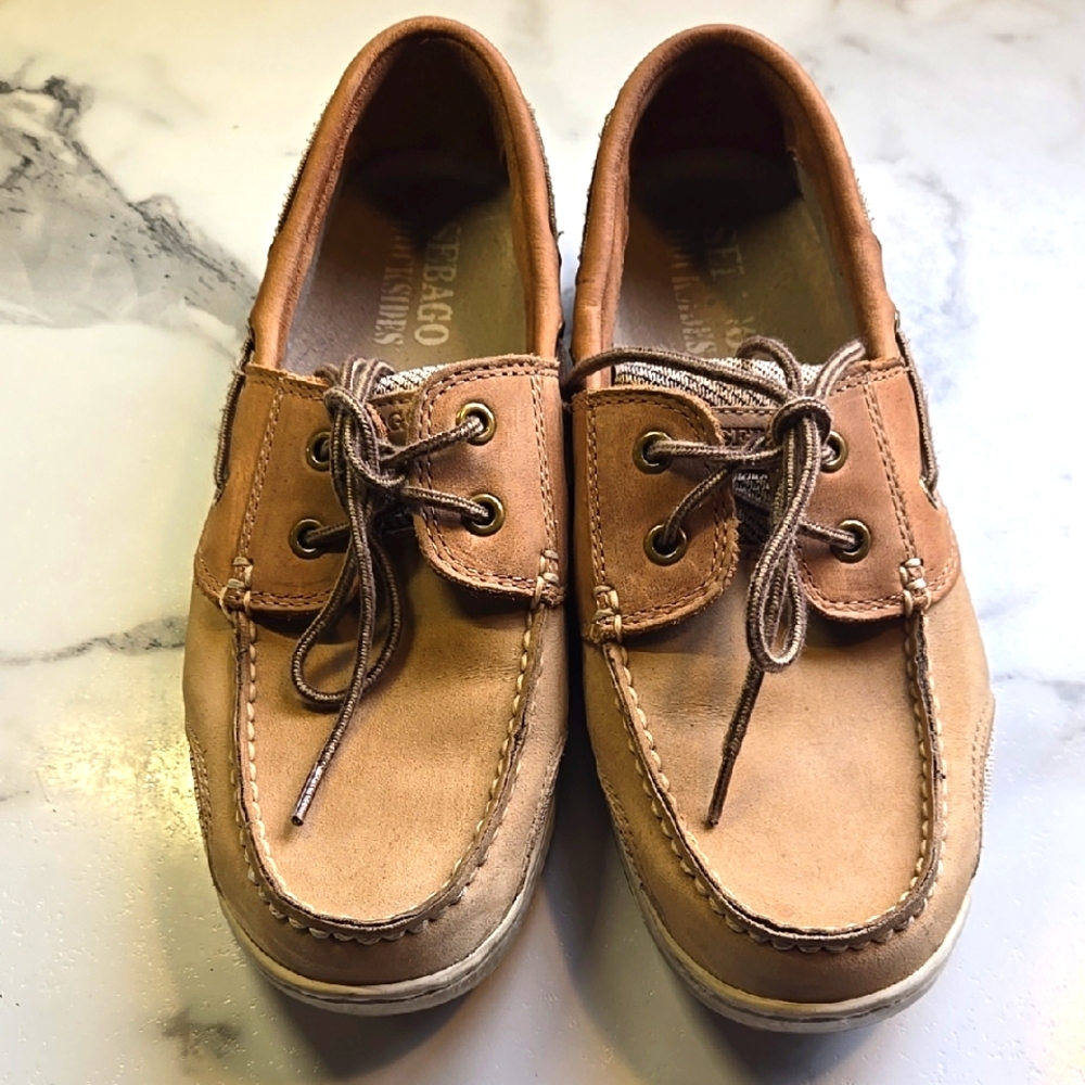 Sebago Women Tan Leather Boat Shoes